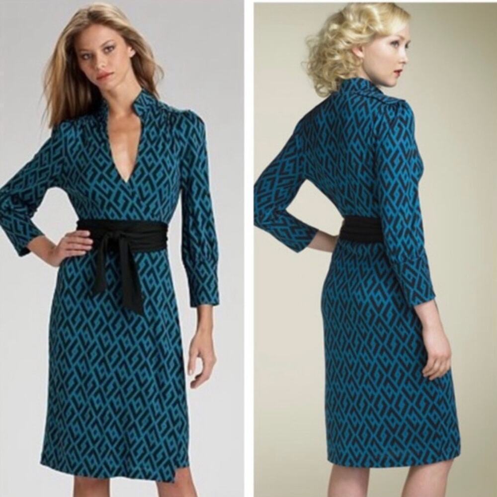 Diane Von Furstenberg Tessa Silk Knit Wrap Dress Belted Size 8 Classic Retro